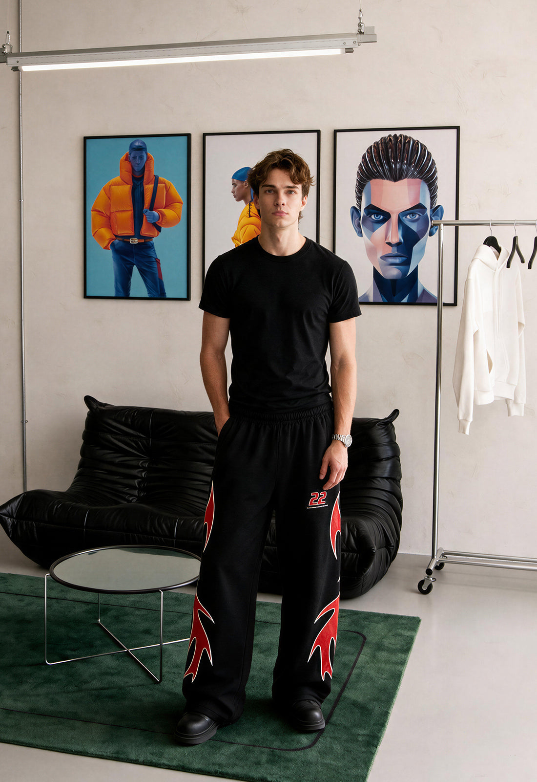 Flame Finish Essential Black-Red Cotton Pant