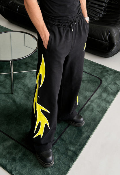 Flame Finish Essential Black-Yellow Cotton Pant