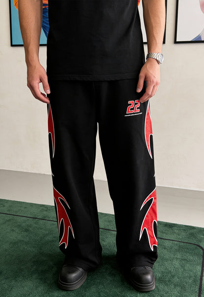 Flame Finish Essential Black-Red Cotton Pant