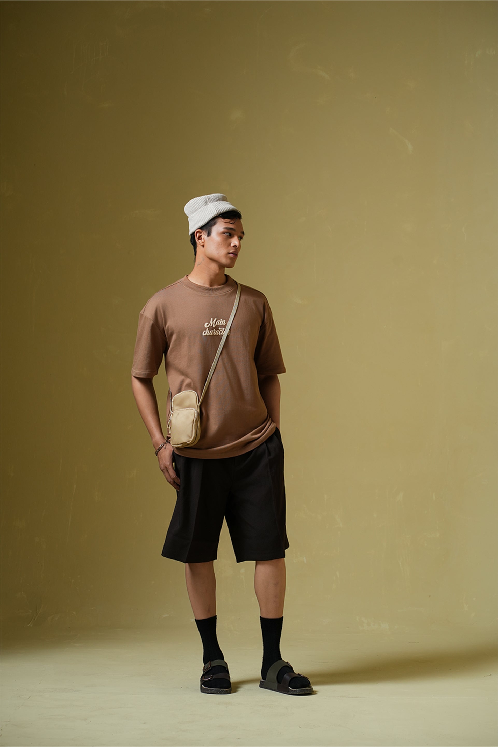 Buy Sky Society Light brown oversized t-shirt Online at Main Character India