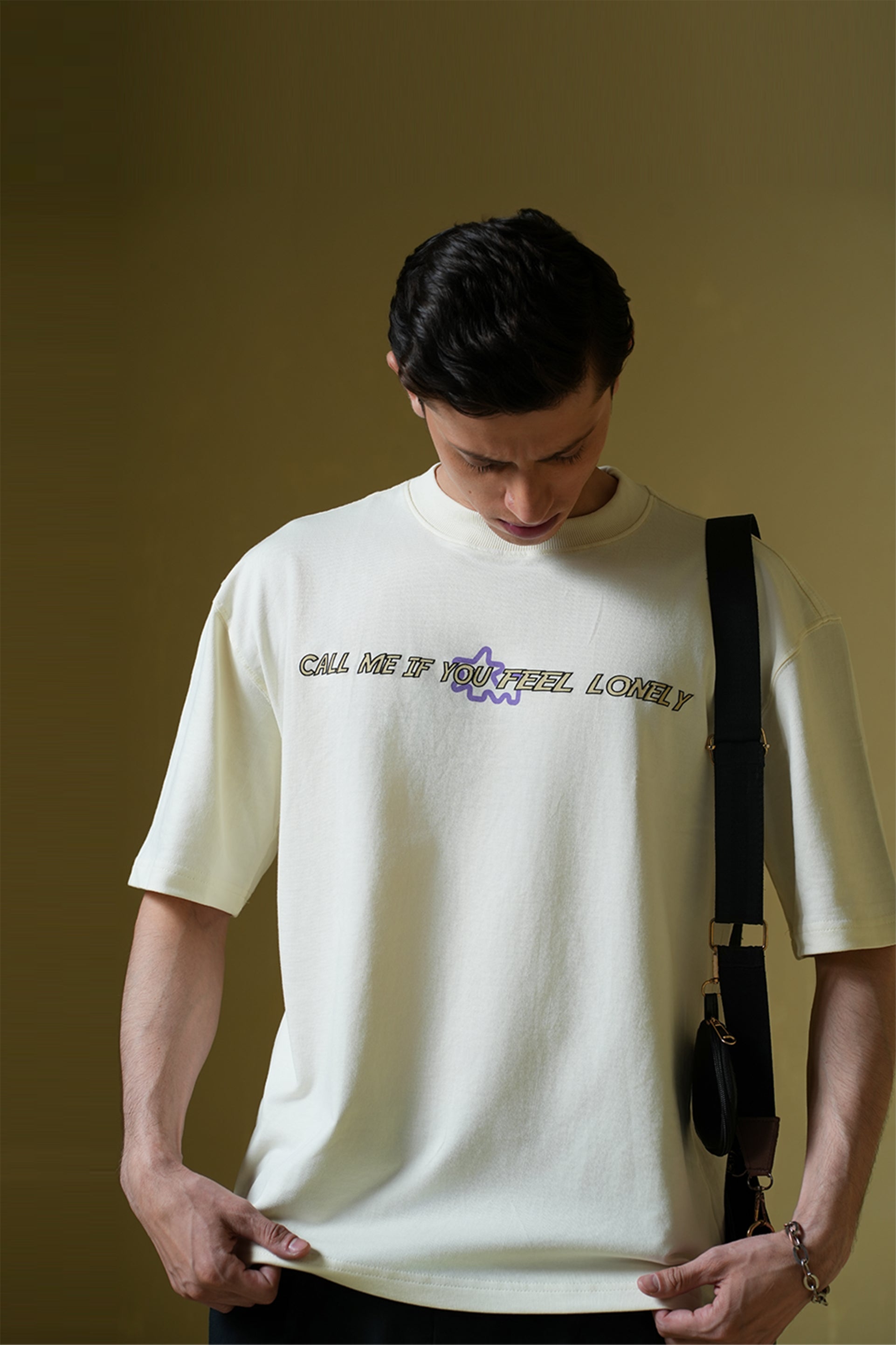 Buy Call Me Cream Oversized T-Shirt Online at Main Character India