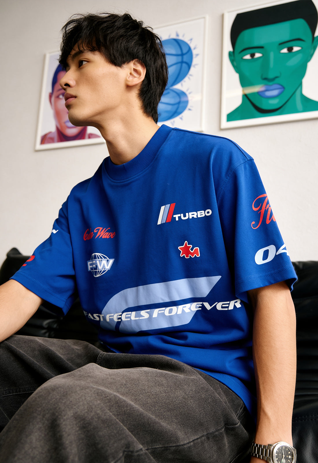 Fast Feel Heavyweight Oversize T-Shirt in Blue