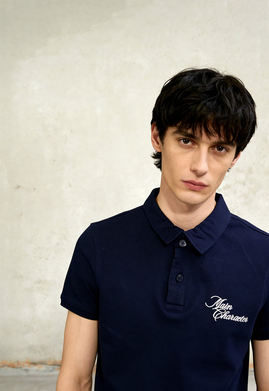 Navy Blue French-Terry Polo T-Shirt - Buy Shop All Online in India at Main Character