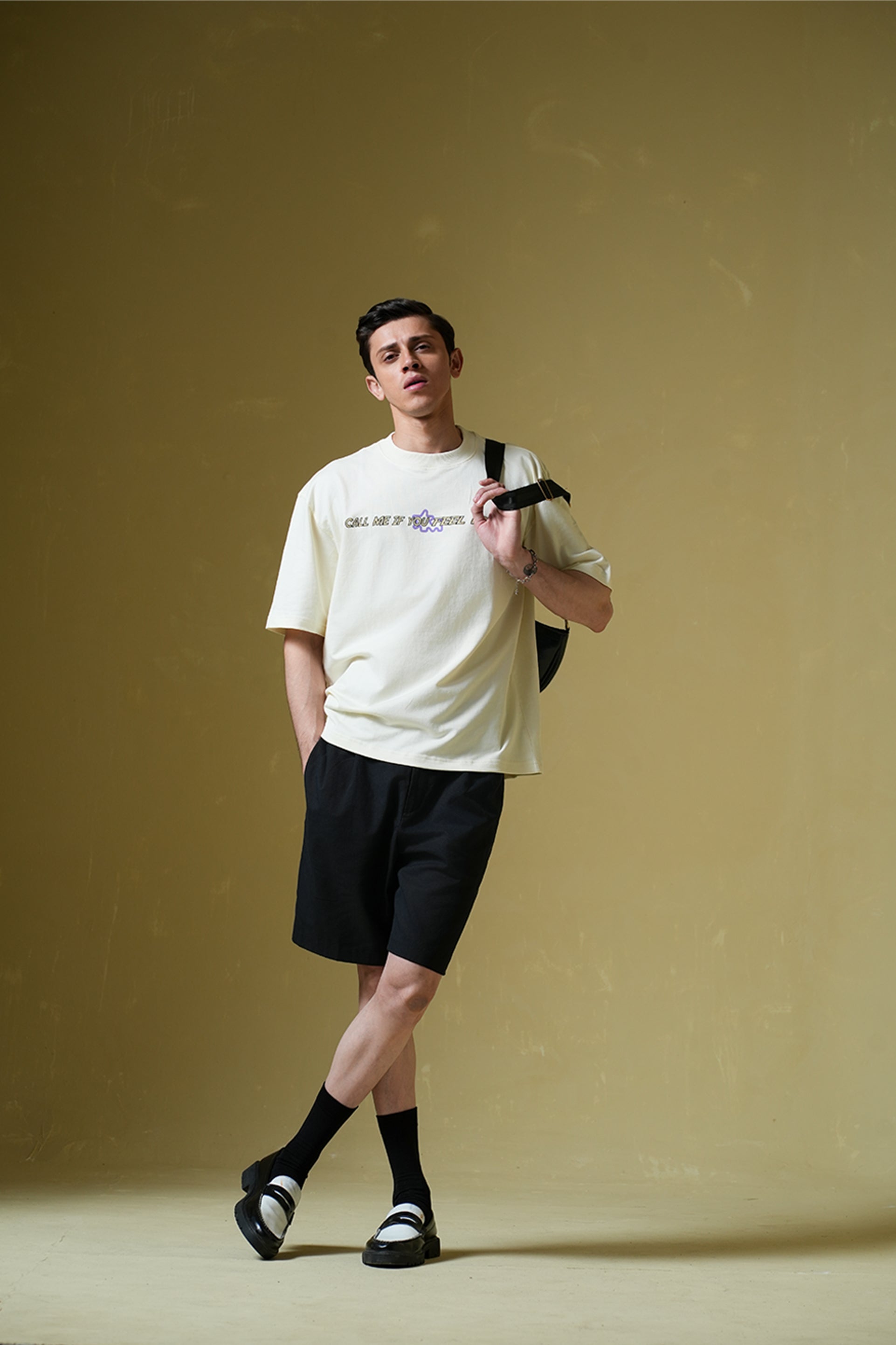 Buy Call Me Cream Oversized T-Shirt Online at Main Character India