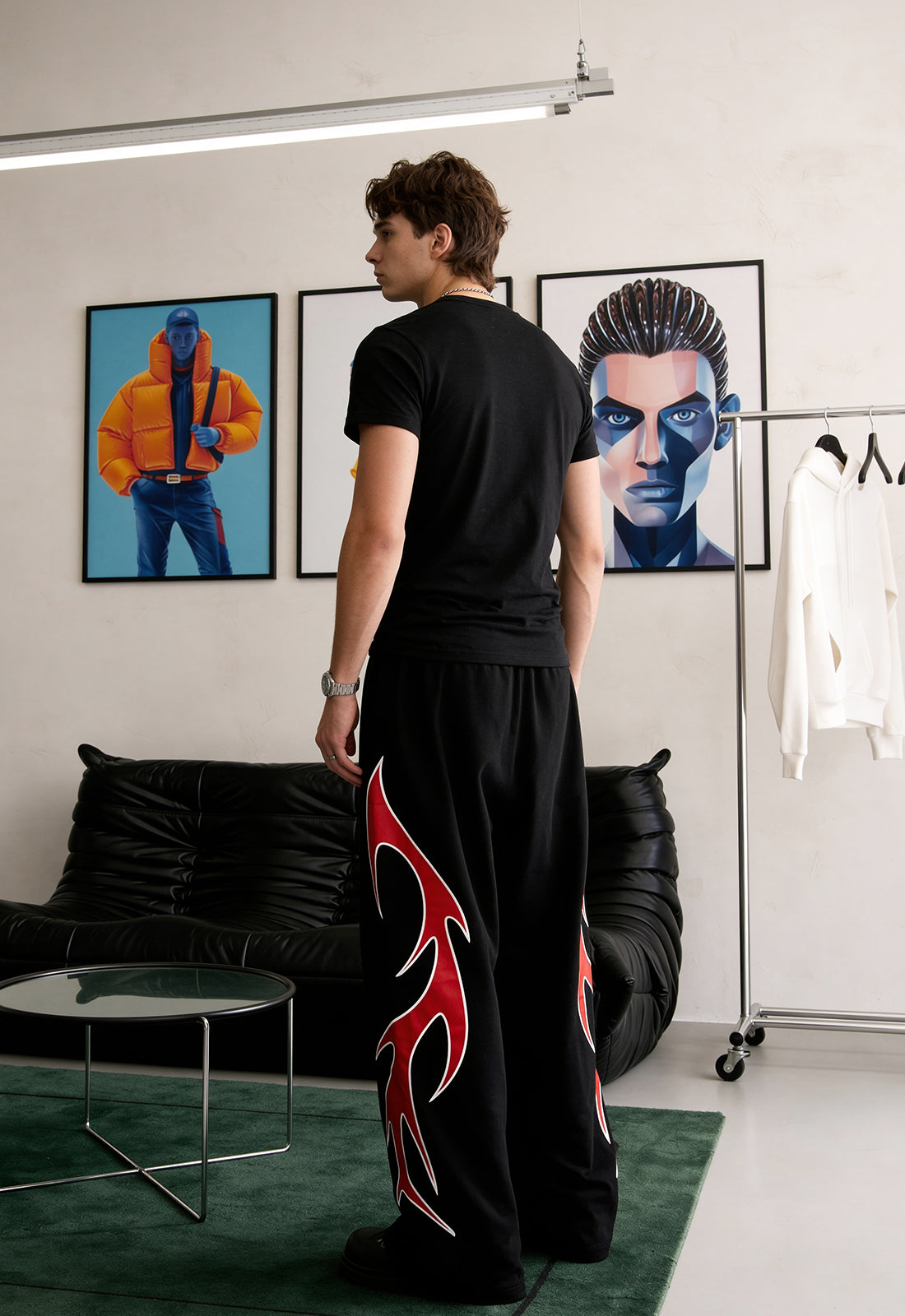 Flame Finish Essential Black-Red Cotton Pant