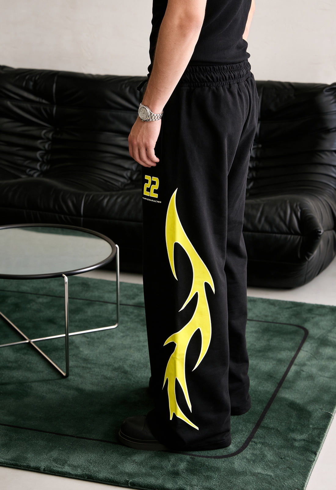 Flame Finish Essential Black-Yellow Cotton Pant