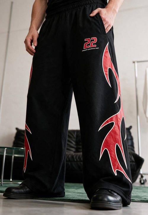 Flame Finish Essential Black-Red Cotton Pant