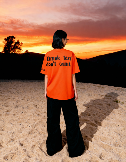 Buy Drunk Text Orange Oversized T-Shirt Online at Main Character India