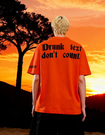 Buy Drunk Text Orange Oversized T-Shirt Online at Main Character India
