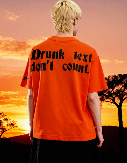 Buy Drunk Text Orange Oversized T-Shirt Online at Main Character India