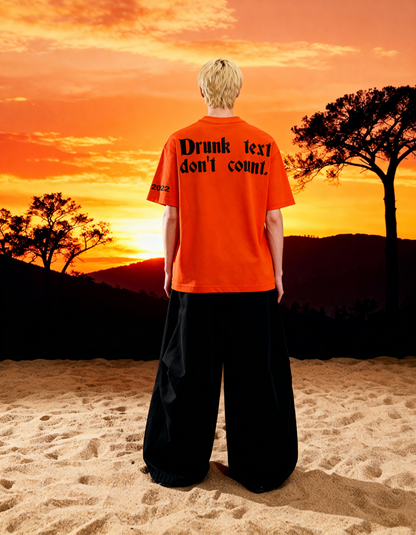 Buy Drunk Text Orange Oversized T-Shirt Online at Main Character India