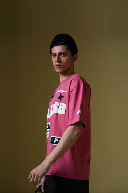 Buy La Casa Hot Pink Oversized T-Shirt Online at Main Character India