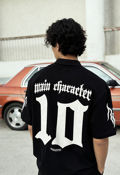 Black-Ten Oversized Polo T-Shirt