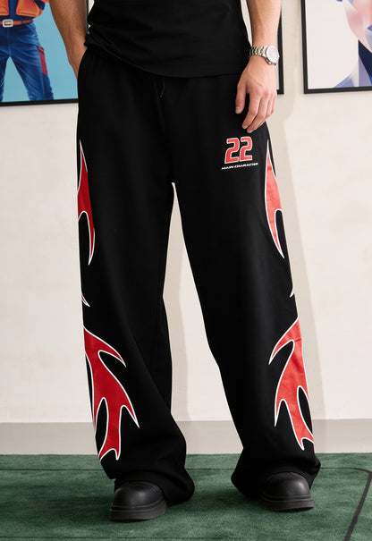 Flame Finish Essential Black-Red Cotton Pant