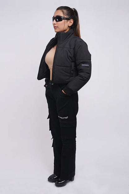 Heavy Padded Black Cropped Puffer Jacket