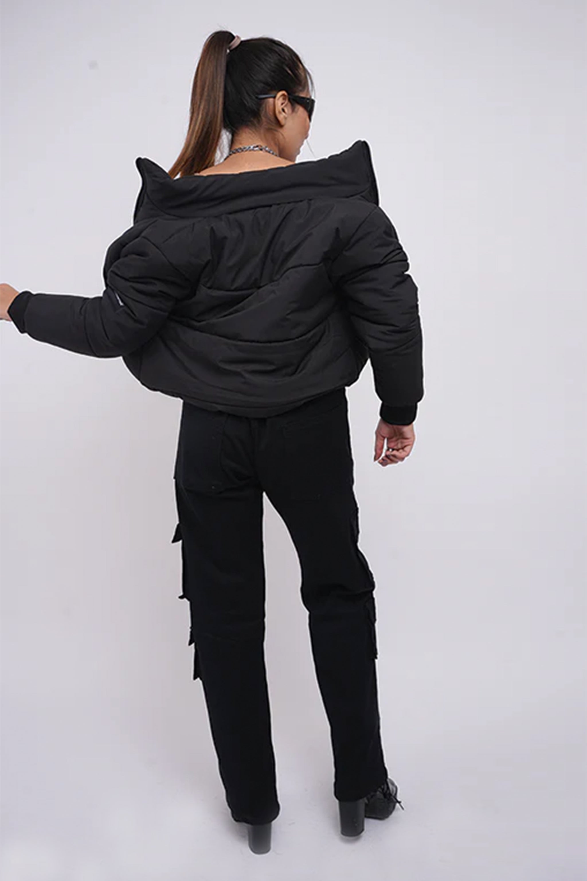 Heavy Padded Black Cropped Puffer Jacket