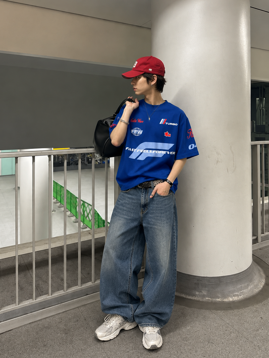 Fast Feel Blue Heavyweight Oversized T-Shirt