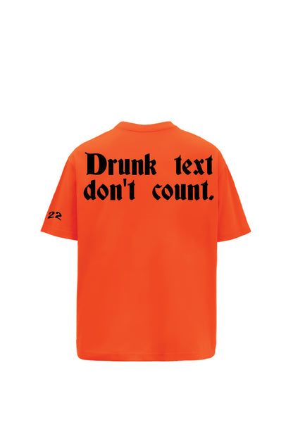 Buy Drunk Text Orange oversized T-shirt Online at Main Character India