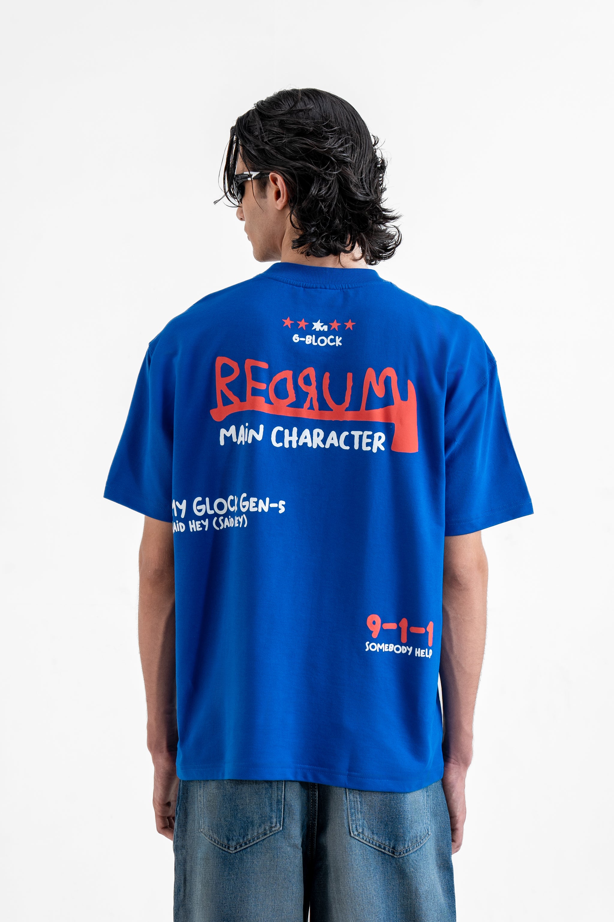 Redrum Royal Blue Oversized T-Shirt