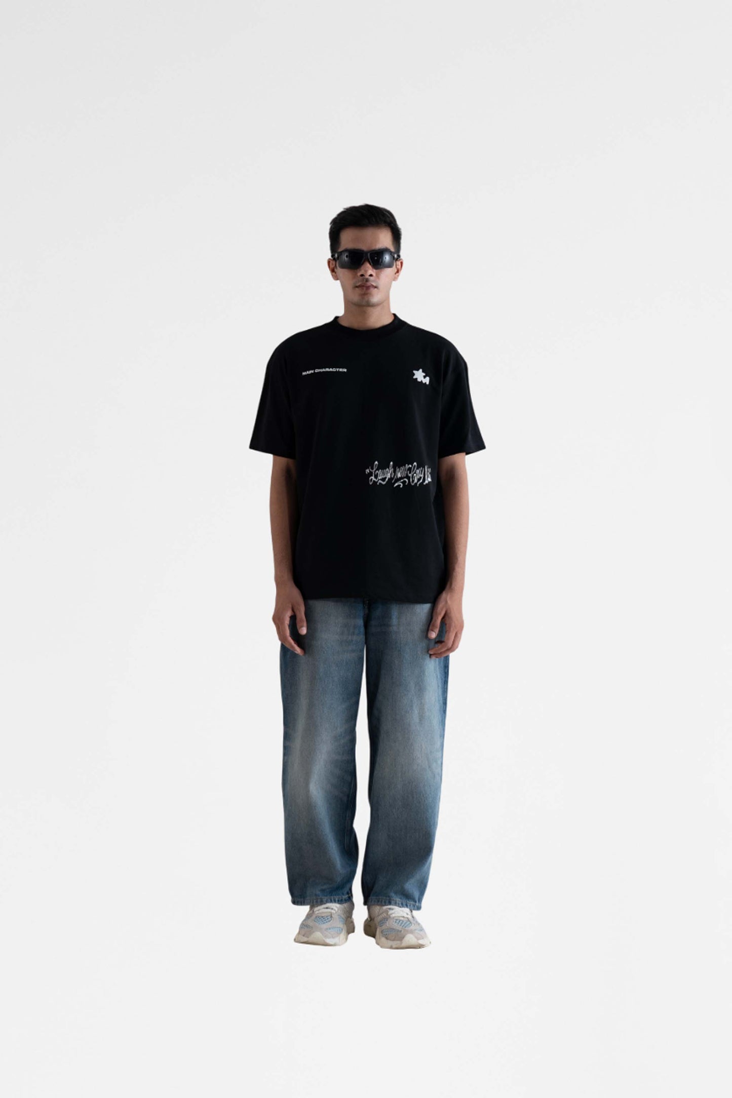 Laugh Now Black Oversized T-Shirt
