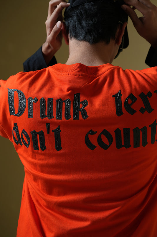 Drunk Text Orange oversized T-shirt - Buy Home page Online in India at Main Character