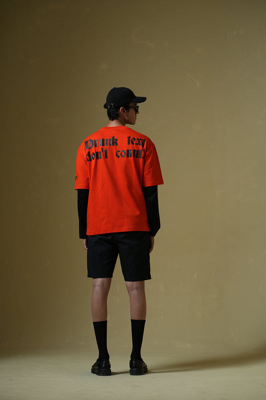 Drunk Text Orange oversized T-shirt - Buy Home page Online in India at Main Character