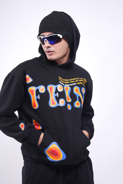 Fein Black Oversized Hoodie