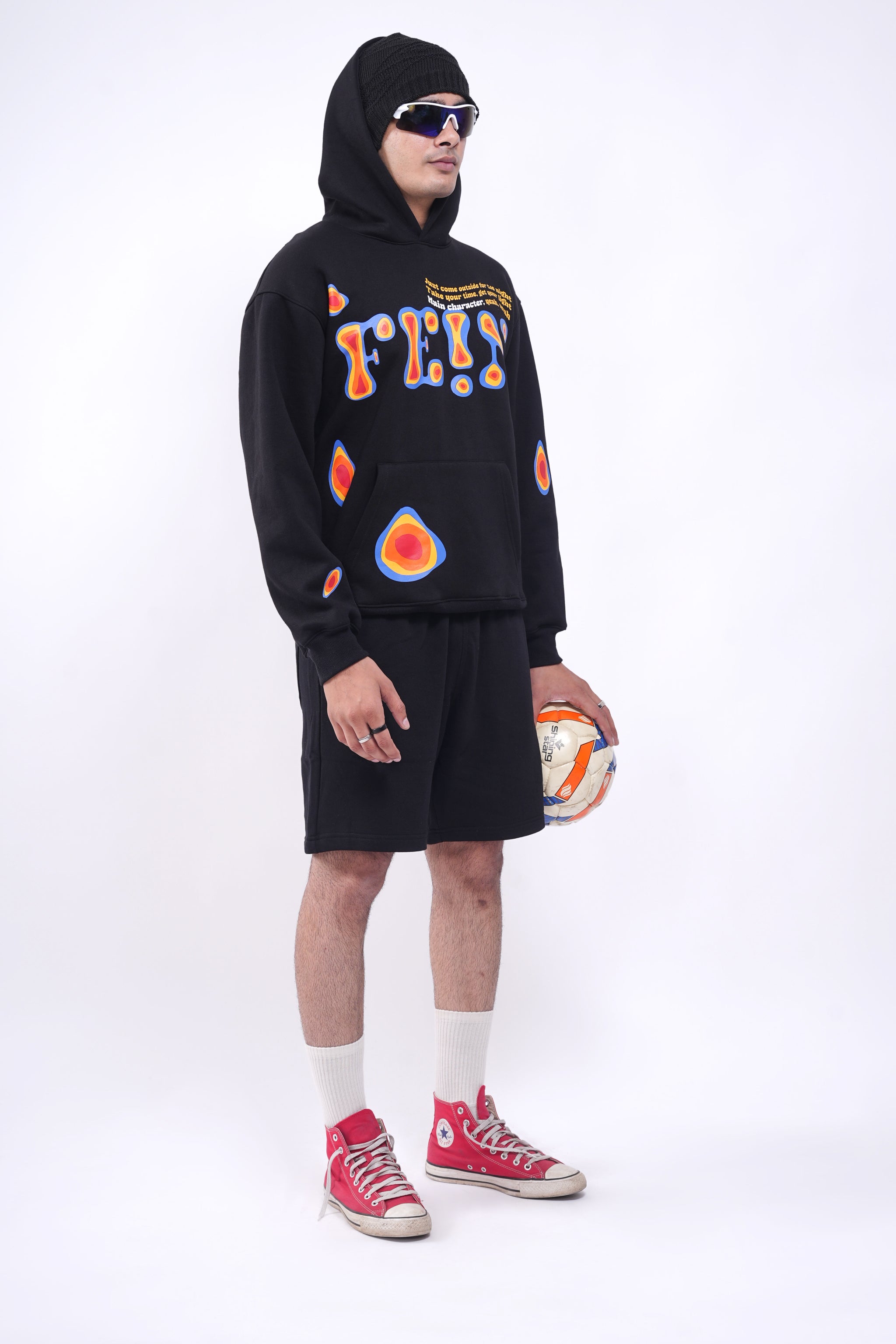 Fein Black Oversized Hoodie