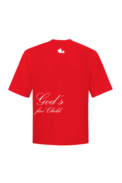 God'S Fav Child Red Oversized T-Shirt