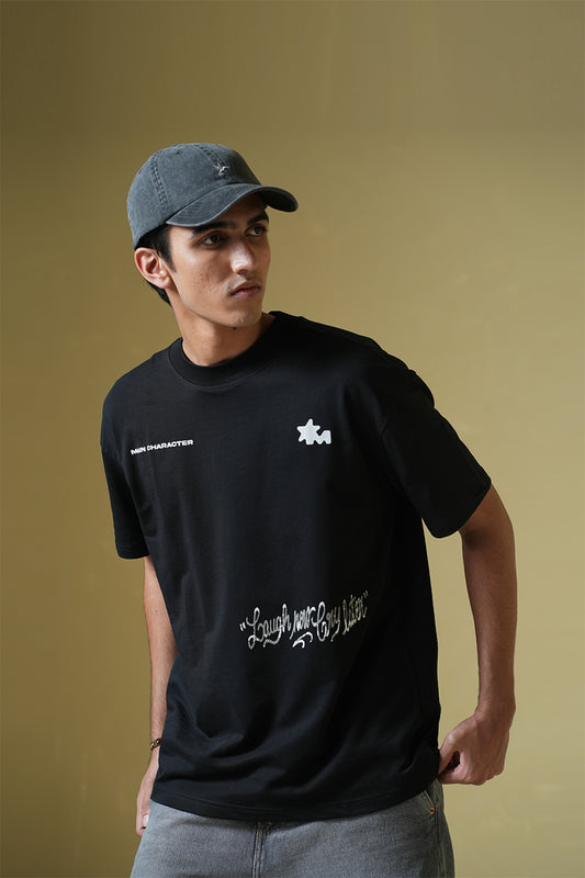 Laugh Now Black Oversized T-Shirt - Buy Printed Oversized T Shirt Online in India at Main Character
