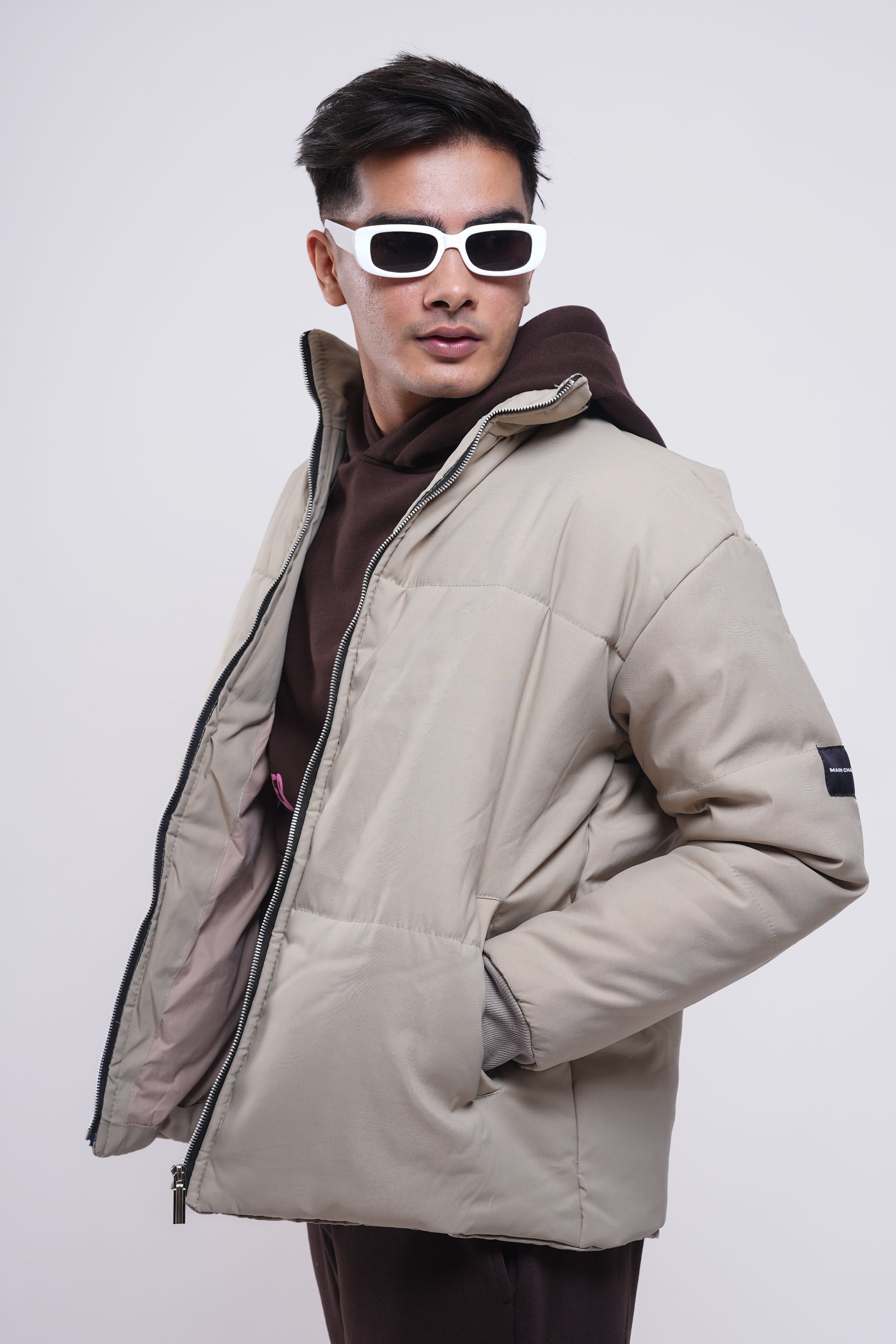 Heavy Padded Cream Puffer Jacket