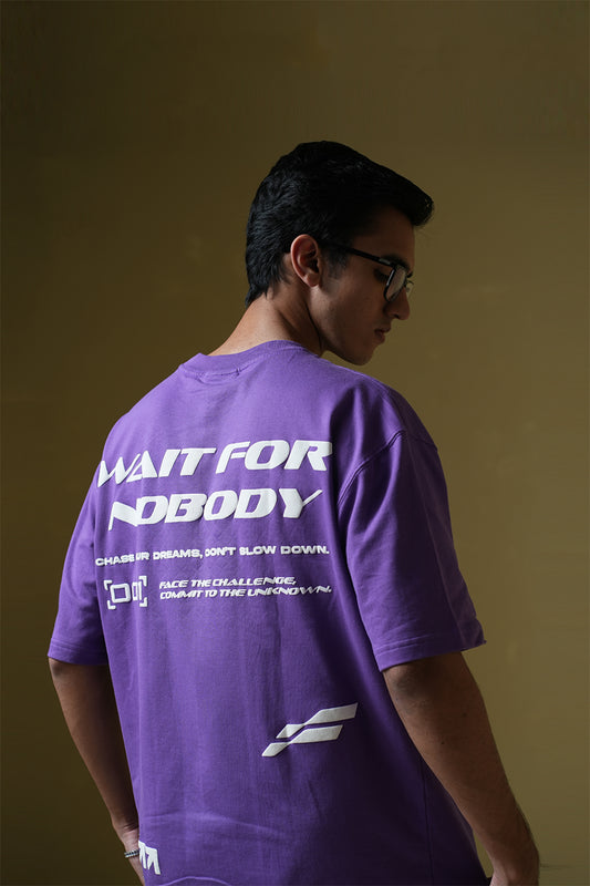 Wait For Nobody Purple Oversized T-Shirt - Buy 5% GST Online in India at Main Character