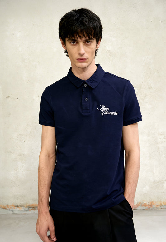Navy Blue French-Terry Polo T-Shirt - Buy Shop All Online in India at Main Character