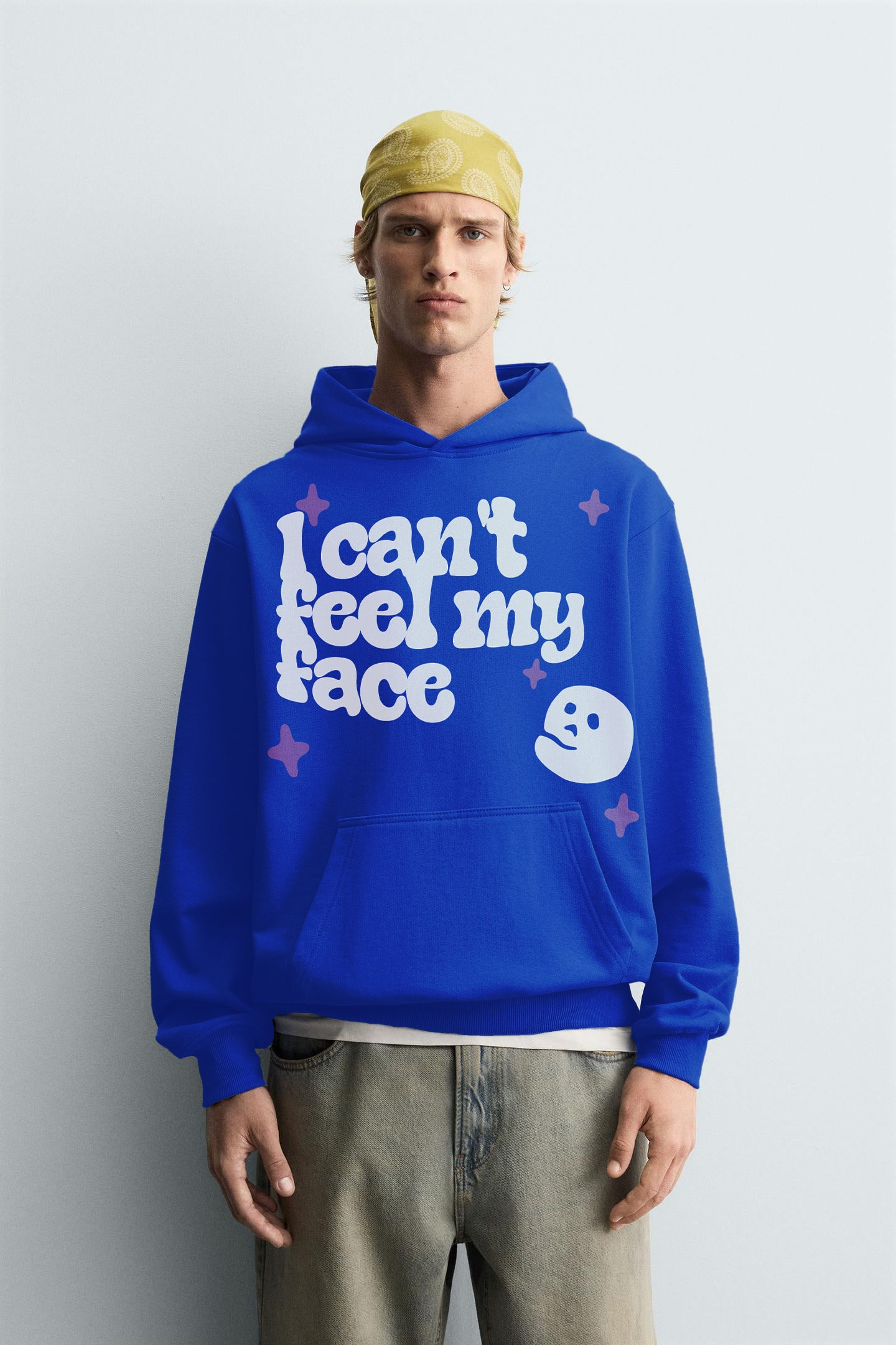 Buy Can't Feel My Face Blue Oversized Hoodie Online at Main Character India