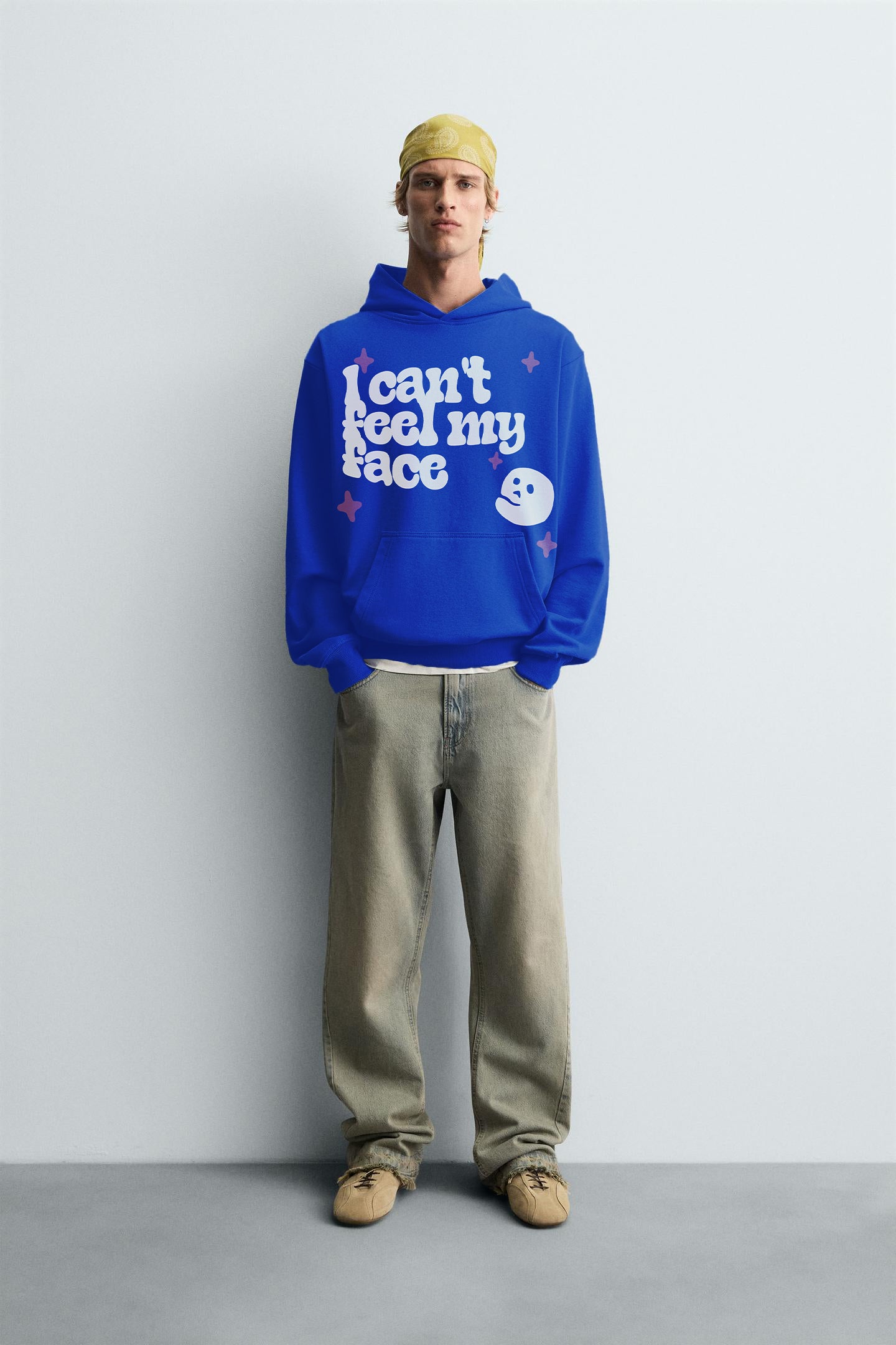 Can't Feel My Face Blue Oversized Hoodie