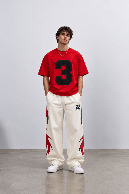 YUKON BOXY T-SHIRT - FLAME FINISH PANTS IN CREAM